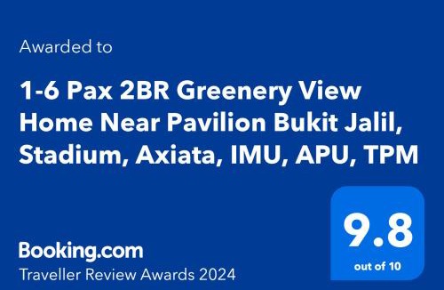 Bukit Jalil Apartment | 1-6 Pax 2BR Greenery View Home Near Pavilion Bukit Jalil, Stadium, Axiata, IMU, APU, TPM